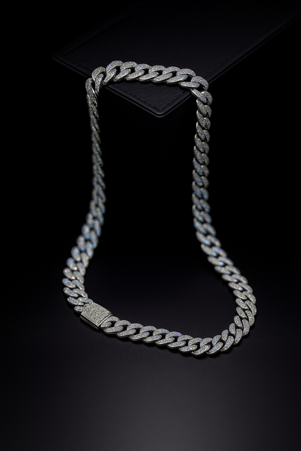Silver Iced Out Cuban Chain