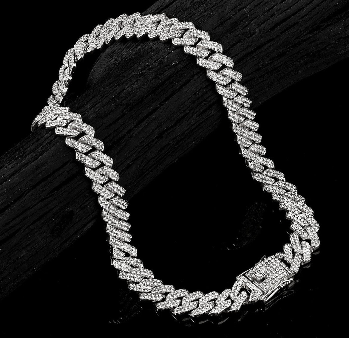 Silver Iced Out Cuban Chain