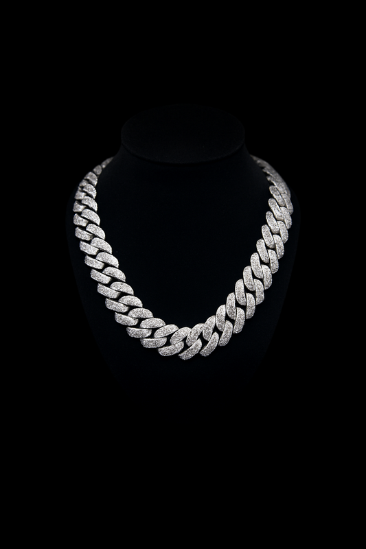 Silver Iced Out Cuban Chain